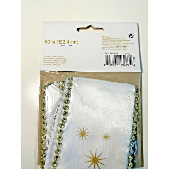 40th Birthday Sash Gold & White 30" Fabric Sash With Gold Sequin Embellishments - Picture 6 of 6
